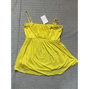 Free People Babydoll Top NWT Size M Citrus Yellow White Stripes Tank Cami
